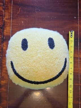 Yellow Smiley Face Plush Accent Pillow